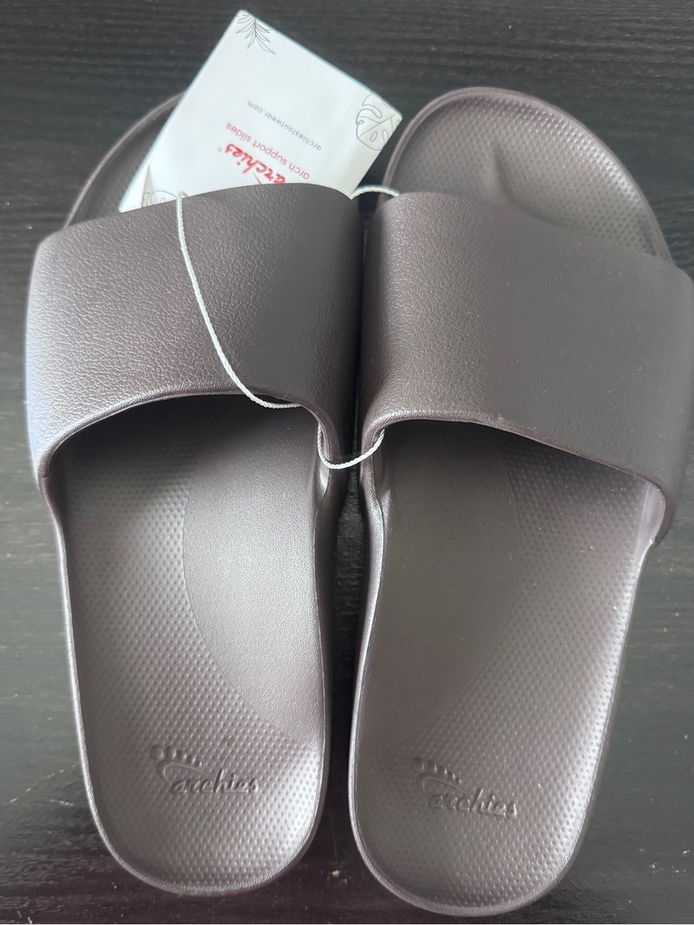 Arch Support Slides Brown Unisex Size Men 9 - Women 10 - Picture 5 of 7